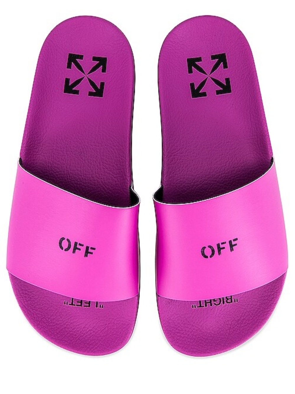 Off-White Printed Pool Slider in Fuchsia Size 39/8